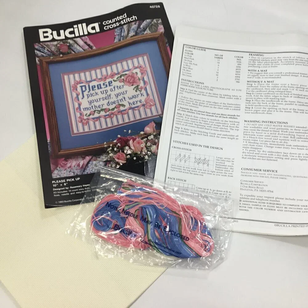 Bucilla Counted Cross Stitch Kit Please Pick Up After Yourself 40728 Work Signs